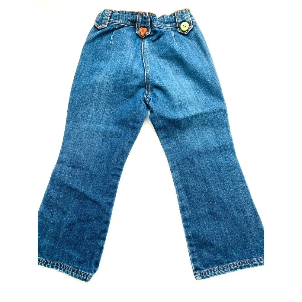 Gymboree CUTE AS A BUTTON Girls Denim Jean Pants Adjustable Waist Size 5 Flare